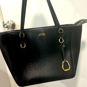 Ralph Lauren black Leather tote EUC